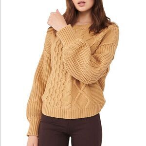 🆕Free People cable knit sweater camel M